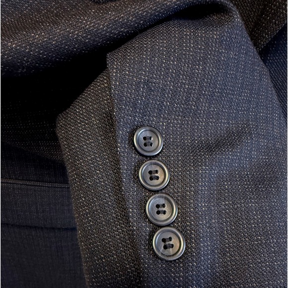 Pronto Uomo Platinum Mens 48 Long Navy Blue 100% Wool Textured 2 Button Blazer - Picture 3 of 10